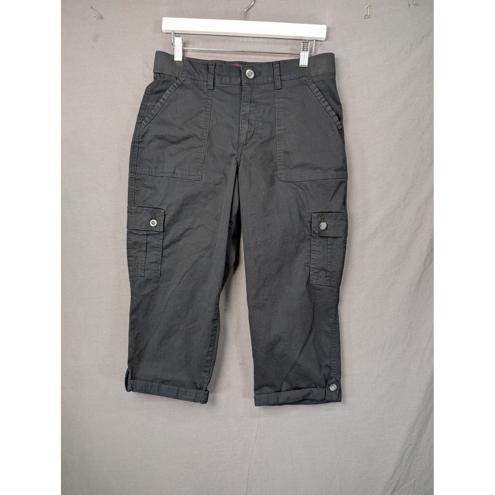 Lee Womens Black Cargo Capri Pants 112314362 Size 10M